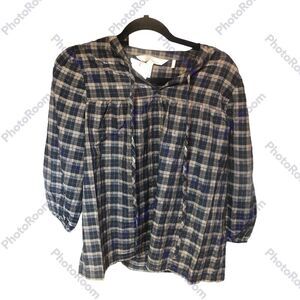 Barbour Lorelie Brown Gingham Blouse NWT